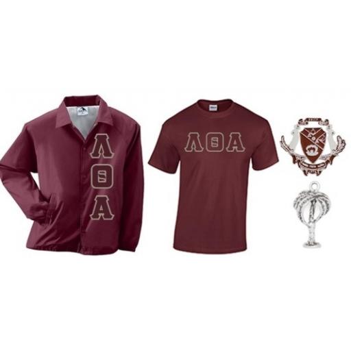 Lambda Theta Alpha Crossing Package 1 Tee Shirt, Crest Pin, Palm Charm and Jacket