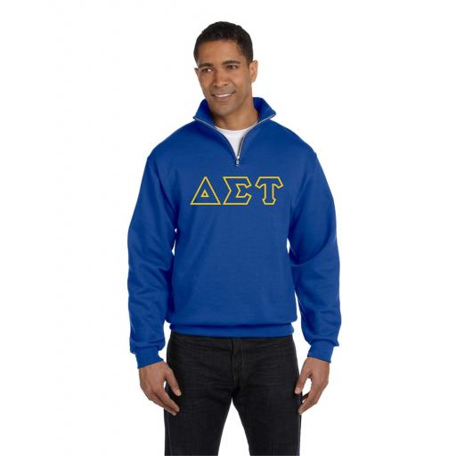 1/4 Zip SWEATSHIRT Large Greek Letters Across Chest